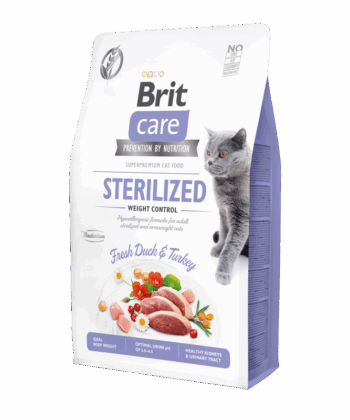 Brit Care Sans Céréales Contrôle du poids pour chat stérilisé 2kg