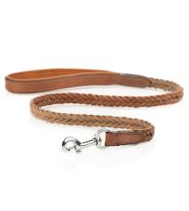 Laisse tress?e en cuir C 80cm