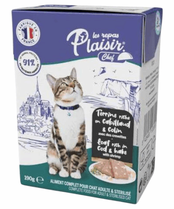 PLAISIR CHEF CHAT TERRINE CABILLAUD & CREVETTES 190Gr