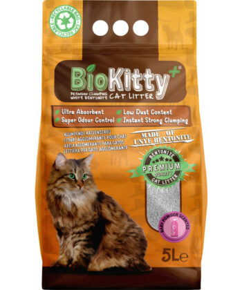 BIOKITTY LITIERE AGGLOMERANTE BABY POWDER 5L