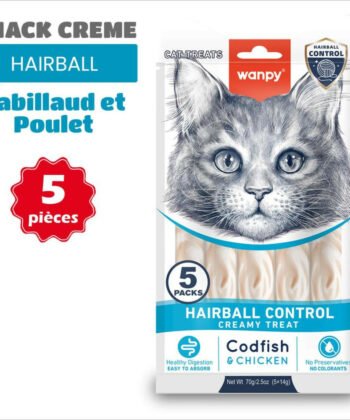 Wanpy Crème Functionnal - Hairball Control au Cabillaud et Poulet (5*14g)