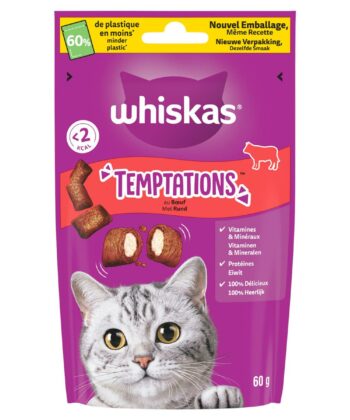 Whiskas Temptations au Boeuf- Friandise pour Chat