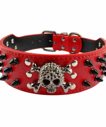 COLLIER POUR CHIEN EN CUIR CLOUTE A POINTE EN ARGENT