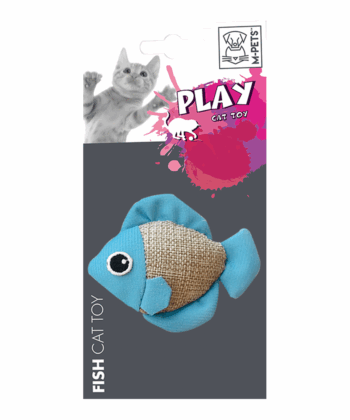 Poisson en tissu et plumes avec herbe à chat