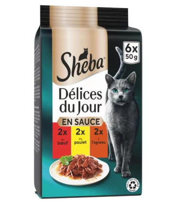 POCHON SHEBA BOEUF POULET L'AGNEAU 6*50G