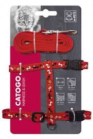 HARNAIS CHAT+LAISSE M-PETS - 30-42cm x 150cm