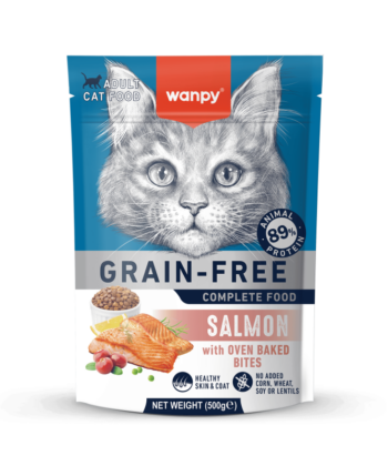 Wanpy Croquettes Sans Céréales au Saumon pour Chat Adulte 500g
