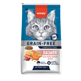 Wanpy Croquettes Sans Céréales au Saumon pour Chat Adulte 8kg