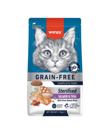 Wanpy Croquettes Sans Céréales au Thon et Saumon pour Chat Stérilisé 1.5kg
